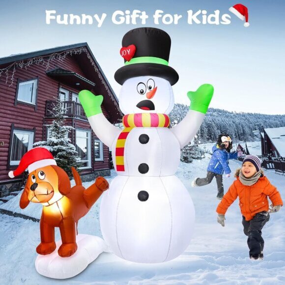 ⚡5.5 FT Christmas Inflatables Shocked Snowman with Puppy Dog Outdoor Decorations - Picture 2 of 6